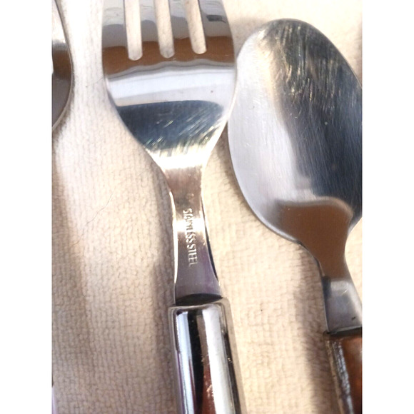 8 pc Acrylic VIOLET PURPLE Flatware Fork Teaspoons Spoons Mid Century Modern - Picture 8 of 11